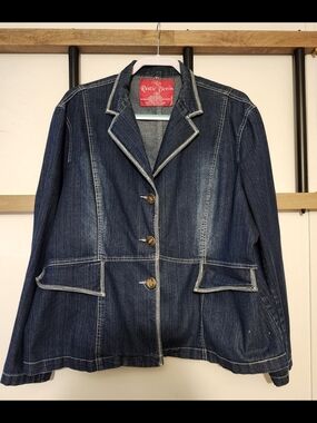 Rustic Denim Blazer Jacket Vintage/Y2K-era